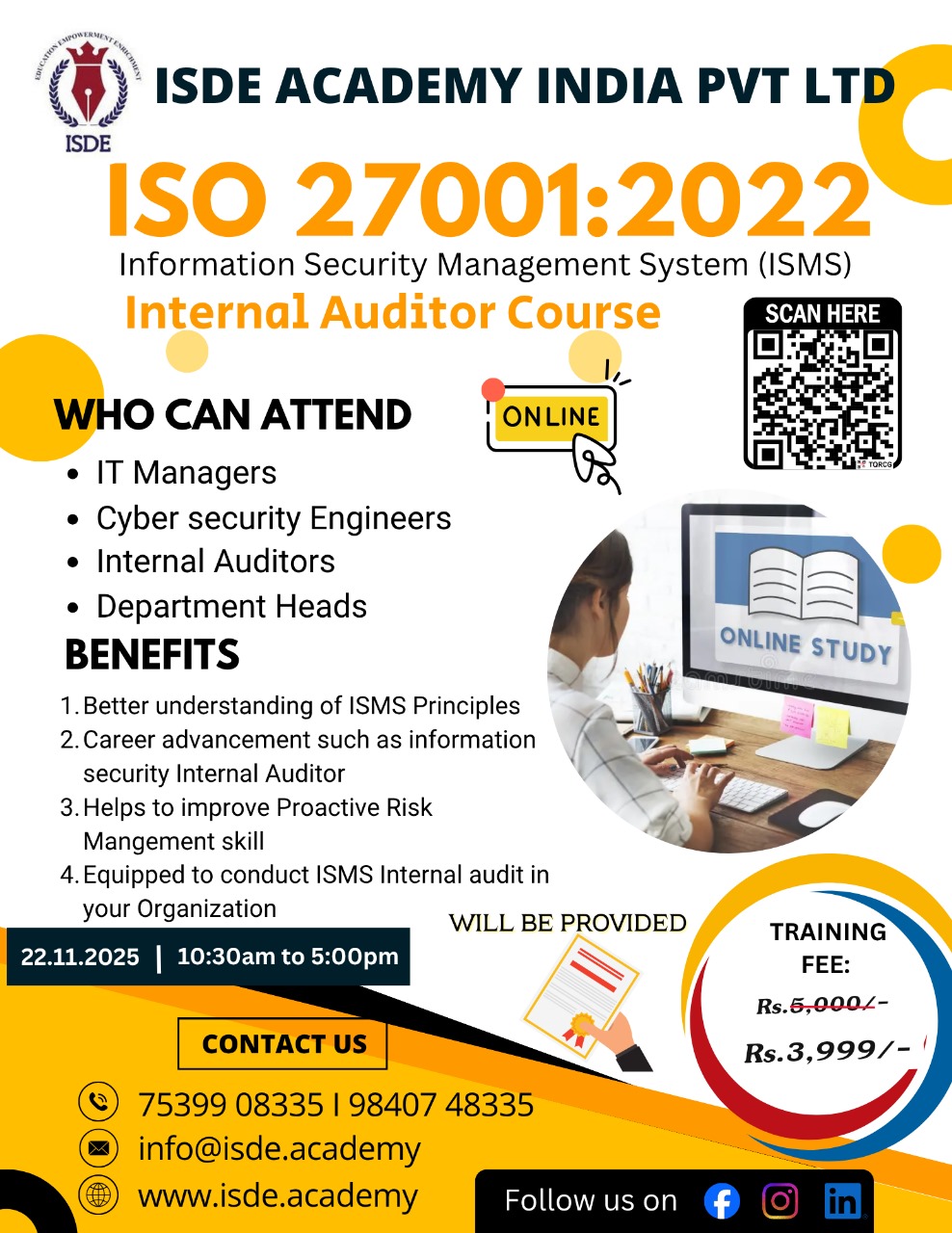 ISO 27001:2022 Information Security Management System (ISMS) Internal Auditor Course poster